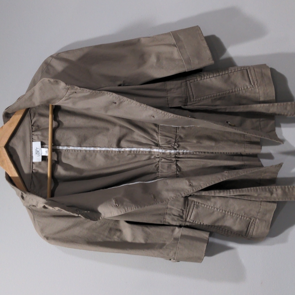 LOFT Women's Tie Waist Rolled Sleeve Button Jacket Casual Blazer Size 6 Brown - Picture 6 of 10